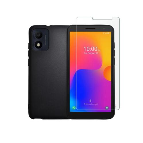 Vivid Set Silicone Matte Case + Tempered Glass Alcatel 1B 2022 Black