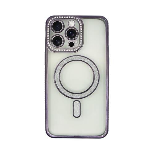 Vivid Magsafe Strass and Glitter Case Apple iPhone 15 Pro Max Purple