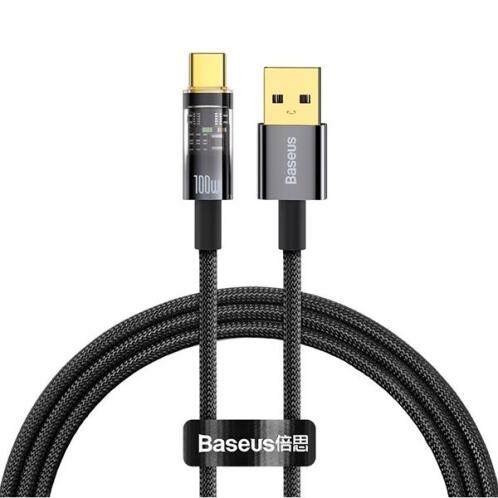 Baseus Explorer Series Auto Power-Off Fast Charging Data Cable USB to Type-C 100W 1m Black