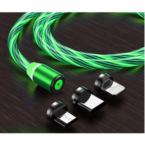 Vivid LED Cable USB to Type-C\Lightning\Micro USB Magnetic Green