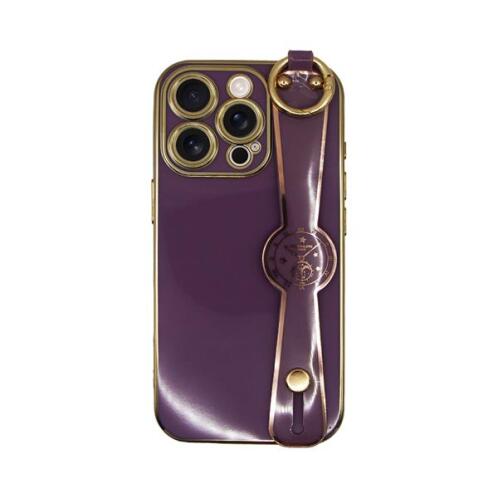 Vivid Silicone Case Wrist Strap Holder Apple iPhone 16 Pro Purple