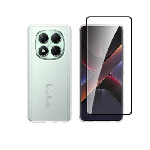 Vivid Set Gelly Case + 3D Curved Full Face Tempered Glass Poco X7 5G Black