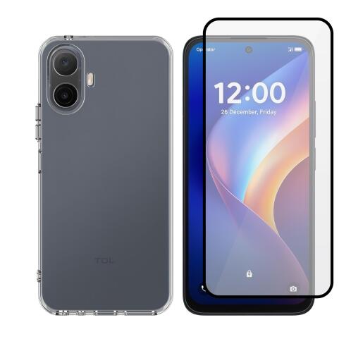 Vivid Set TPU Clear Case + Full Face Tempered Glass TCL K70 5G
