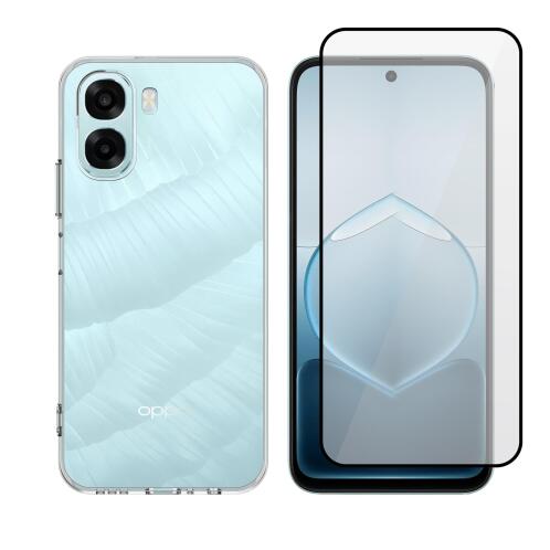 Vivid Set TPU Clear Case + Full Face Tempered Glass Oppo A6x 5G