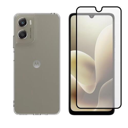 Vivid Set TPU Clear Case + Full Face Tempered Glass Moto G06 4G