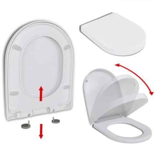 vidaXL Κάλυμμα Λεκάνης με Soft Close & Quick Release Τετράγωνο Λευκό 141765