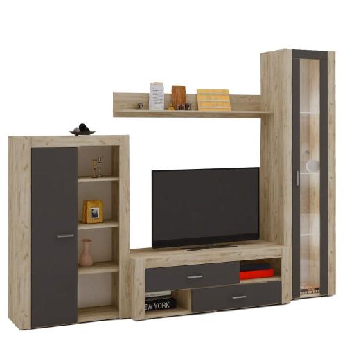 ARTELIBRE Σύνθετο ΗΡΑ Μοριοσανίδα Γκρι Δρυς/Ανθρακί 260x36/45x199cm