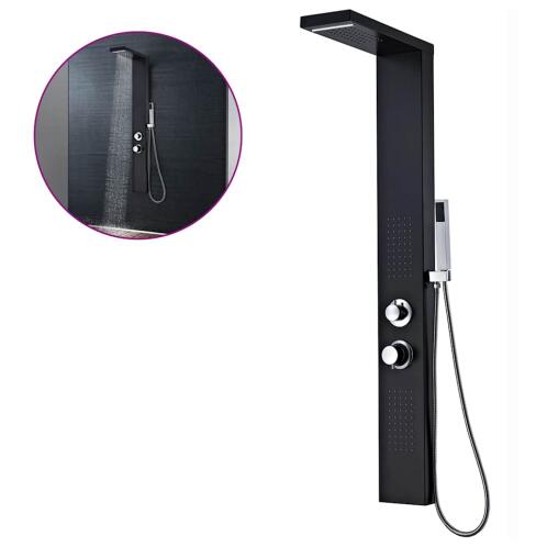 vidaXL Σύστημα Ντουζιέρας Πάνελ από Αλουμίνιο σε Ματ Μαύρο Χρώμα 142373