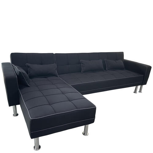 ARTELIBRE Καναπές Κρεβάτι Γωνιακός MICHA Αναστρέψιμος Μαύρο/Γκρι Ύφασμα 300x112x76cm