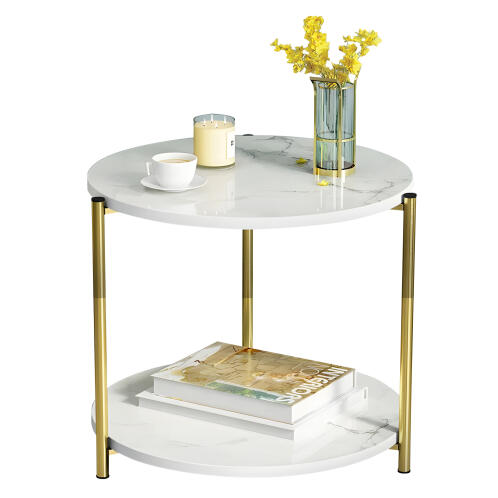 ARTELIBRE Τραπεζάκι Σαλονιού ALGETI Λευκό Με Όψη Μαρμάρου MDF/Μέταλλο Φ40x43cm