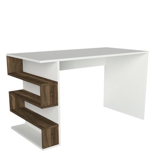 ArteLibre Γραφείο CLEORA Λευκό/Καφέ 120x60x75cm