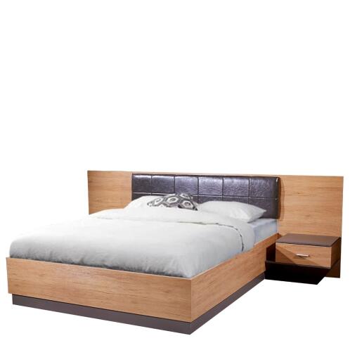 ArteLibre Κρεβάτι Optimal Mdf Καρυδιά/Γκρι 277x205x96cm (Στρώμα 160x200cm)