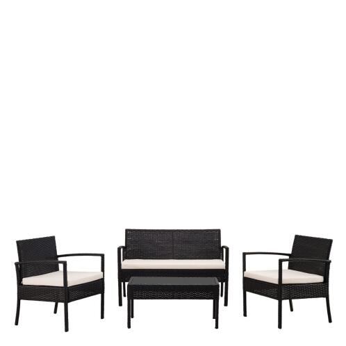 ArteLibre Σετ Σαλόνι Κήπου Guyana Σκούρο Γκρι Μέταλλο/Rattan 2θ. Καναπές+2 Πολυθρόνες+Τραπεζάκι