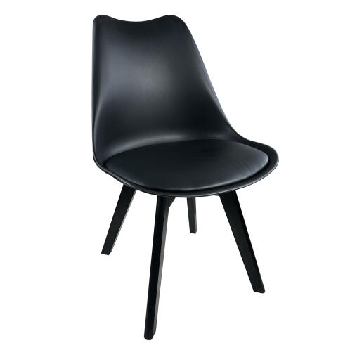 Arte Libre Καρέκλα Τραπεζαρίας PP PU Ξύλο 46x50x82cm Grough Μαύρο