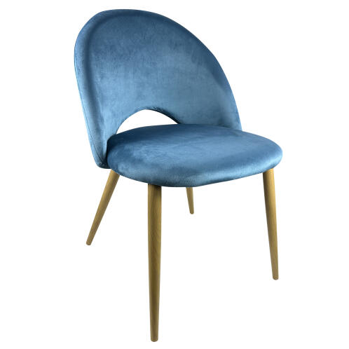 Arte Libre Καρέκλα Τραπεζαρίας Βελούδο Μέταλλο 58x50x80cm Woodside Μπλε Φυσικό
