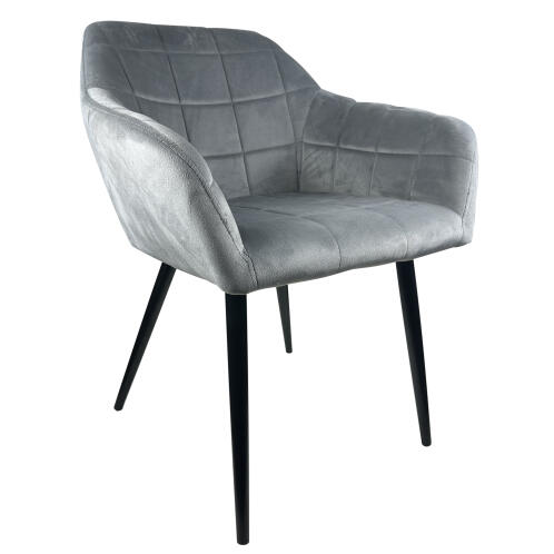 Arte Libre Καρέκλα Τραπεζαρίας Βελούδο Μέταλλο 57x43x82cm Graham Γκρι Μαύρο