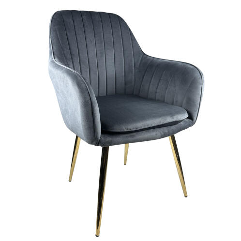 Arte Libre Καρέκλα Τραπεζαρίας Myrtile Βελούδο Μέταλλο 57x43x82cm Γκρι Χρυσό