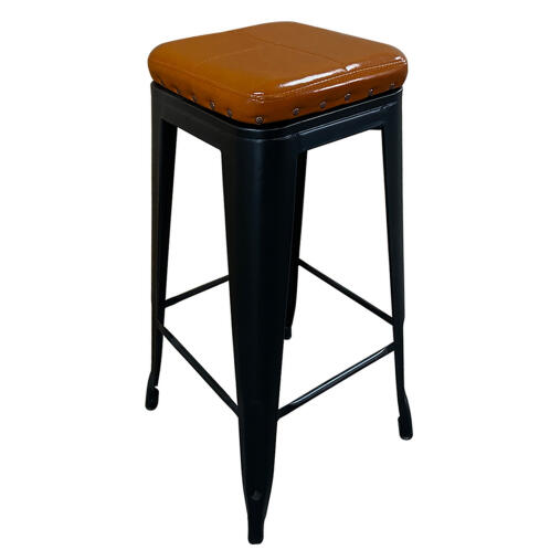 ARTELIBRE Σκαμπό Bar Βιομηχανικού Τύπου Vintage SILANO III Μαύρο Ματ/Καφέ Μέταλλο/PU 43x43x78cm