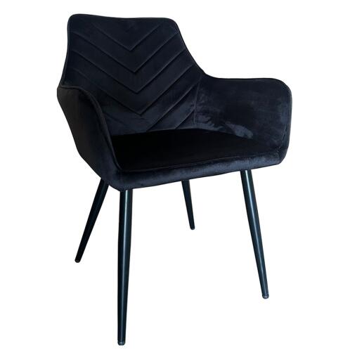 ARTELIBRE Καρέκλα Τραπεζαρίας FLORITA Μαύρο Βελούδο/Μέταλλο 55x57x84cm