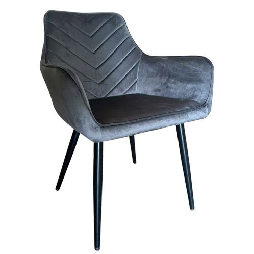 ARTELIBRE Καρέκλα Τραπεζαρίας FLORITA Γκρι/Μαύρο Βελούδο/Μέταλλο 55x57x84cm