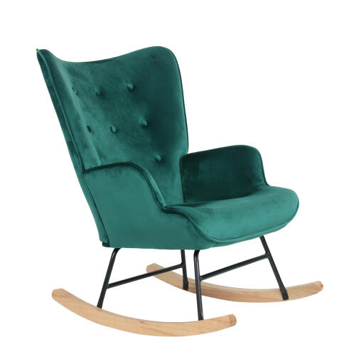 ArteLibre Πολυθρόνα Κουνιστή Daria Κυπαρισσί Βελούδο/Μέταλλο/Ξύλο 90x69x85cm