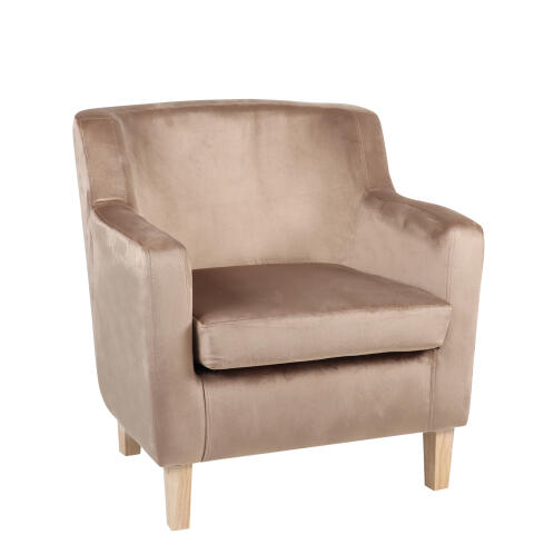 ArteLibre Πολυθρόνα Talianna Βελούδο/Ξύλο 77x70x68cm Καφέ