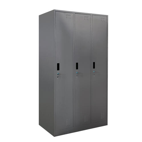 ArteLibre Ντουλάπα Τρίφυλλη Earwen Μέταλλο 185x90x45cm Σκούρο Γκρι