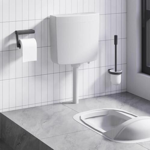 vidaXL 148008 Επίτοιχο Πλαστικό Καζανάκι Ορθογώνιο Υψηλής Πίεσης Γκρι