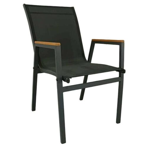 ArteLibre Πολυθρόνα Κήπου Kalandula Αλουμίνιο/Ύφασμα 56x57x90cm Μαύρο/Καρυδί