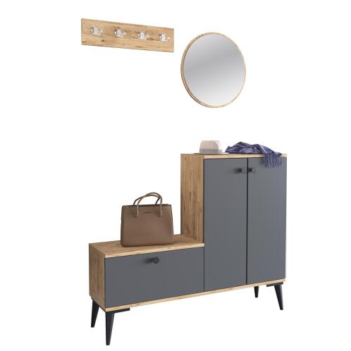 ARTELIBRE Έπιπλο Εισόδου Με Καθρέπτη ADEA Ανθρακί Μοριοσανίδα/Γυαλί 120x30x93cm