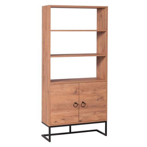 Arte Libre Βιτρίνα Μέταλλο Μοριοσανίδα 80x31x170cm Φυσικό Μαύρο