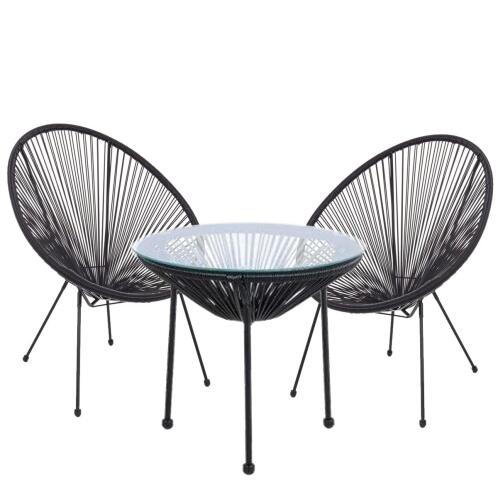 ArteLibre Σετ Τραπεζαρία Κήπου Ganymede Μέταλλο Μαύρο Με 2 Πολυθρόνες 14990068