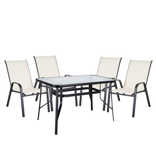 ARTELIBRE Σετ Τραπεζαρία Κήπου SUN Μέταλλο Κρεμ/Μαύρο Με 4 Πολυθρόνες