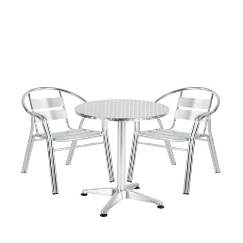 ArteLibre Σετ Τραπεζαρία Κήπου IO Αλουμίνιο Ασημί Με 2 Πολυθρόνες 14990091
