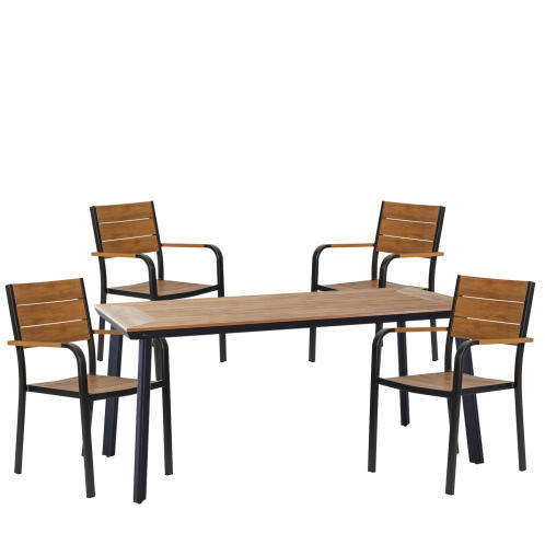 ARTELIBRE Σετ Τραπεζαρία Κήπου EPUPA Γκρι/Καρυδί Αλουμίνιο/Ξύλο Με 4 Πολυθρόνες 14990186