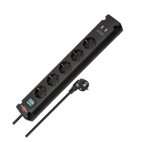 Πολύπριζο 5 θέσεων με 2 x USB-A με διακόπτη και 3m καλώδιο BRENNENSTUHL 1150660315 Bremounta