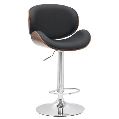 ARTELIBRE Σκαμπό Bar BEATRICE Μαύρο/Καφέ Ξύλο/PU/Αλουμίνιο 50x52.5x94.5-116cm