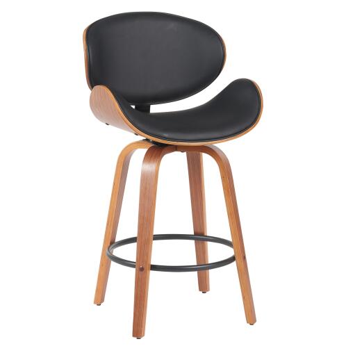 ARTELIBRE Σκαμπό Bar LYRIAN Μαύρο/Καφέ Ξύλο/PU 52x55x107cm