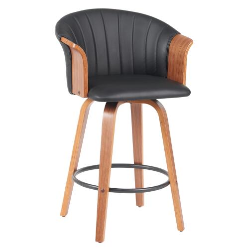 ARTELIBRE Σκαμπό Bar CASSIAN Μαύρο/Καφέ Ξύλο/PU 50x50x103cm