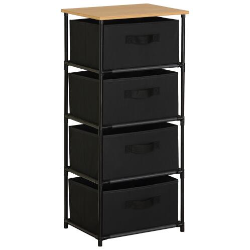 ARTELIBRE Συρταριέρα MIFUNE Με 4 Συρτάρια Μαύρο/Δρυς Μέταλλο/Non-Woven/Μοριοσανίδα 40x30x89cm