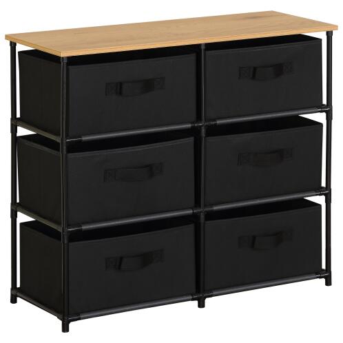 ARTELIBRE Συρταριέρα SOREN Με 6 Συρτάρια Μαύρο/Δρυς Μέταλλο/Non-Woven/Μοριοσανίδα 76x30x68cm