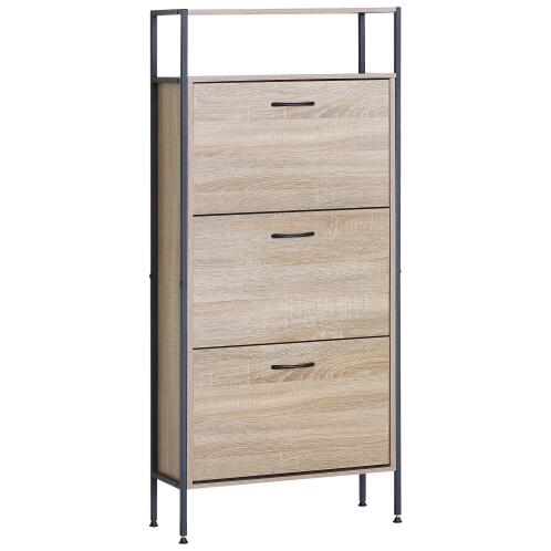 ARTELIBRE Παπουτσοθήκη ALDERWYN Δρυς/Μαύρο Μοριοσανίδα/Μέταλλο 63x24x141cm