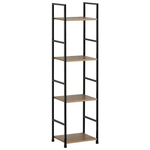 ARTELIBRE Ραφιέρα DARROW Με 4 Ράφια Δρυς/Μαύρο Μοριοσανίδα/Μέταλλο 29.1x23.5x112cm