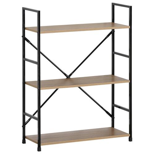 ARTELIBRE Ραφιέρα DARROW Με 3 Ράφια Δρυς/Μαύρο Μοριοσανίδα/Μέταλλο 58.6x23.5x80cm