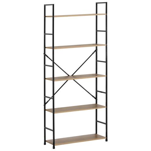 ARTELIBRE Ραφιέρα DARROW Με 5 Ράφια Δρυς/Μαύρο Μοριοσανίδα/Μέταλλο 58.6x23.5x144cm