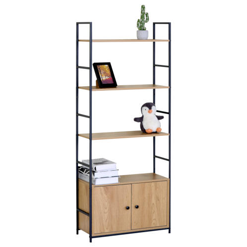 ARTELIBRE Ραφιέρα ELRIDGE Με Ντουλάπι Δρυς/Μαύρο Μοριοσανίδα/Μέταλλο 58.6x23.5x144cm