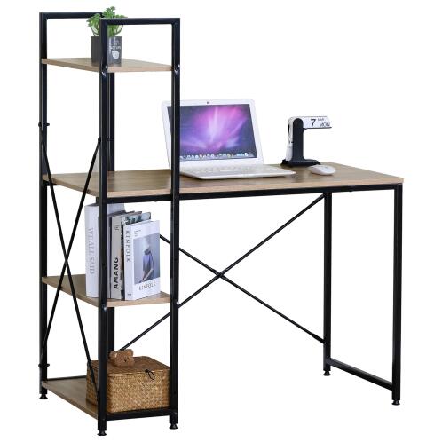 ARTELIBRE Γραφείο JORVIK Με Ράφια Δρυς/Μαύρο Μοριοσανίδα/Μέταλλο 100x52x120cm