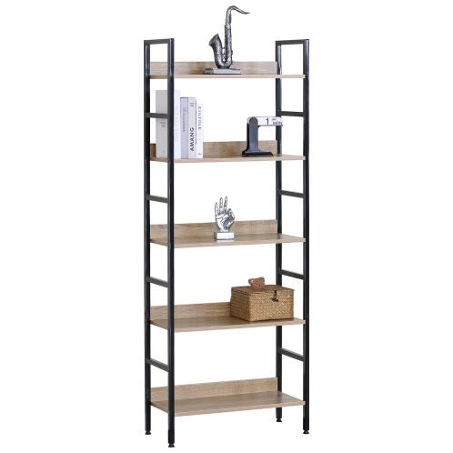 ARTELIBRE Ραφιέρα MARWOOD Δρυς/Μαύρο Μοριοσανίδα/Μέταλλο 60x27.6x160cm