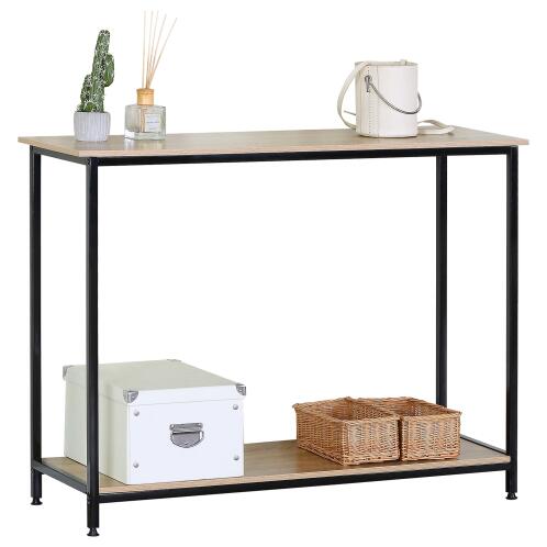 ARTELIBRE Κονσόλα QUENLEY Δρυς/Μαύρο Μοριοσανίδα/Μέταλλο 106x35x81cm