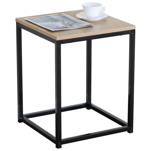 ARTELIBRE Βοηθητικό Τραπεζάκι QUENLEY Δρυς/Μαύρο Μοριοσανίδα/Μέταλλο 40x40x50.1cm